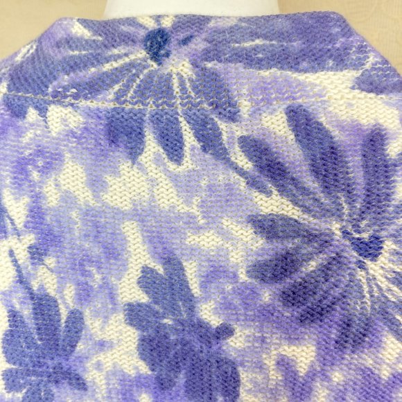 Coldwater Creek Cotton Purple Floral Leaf Cardigan - Picture 8 of 14